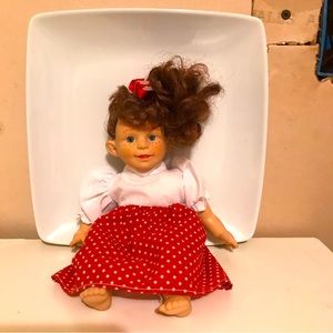 1990S WAY OUT TOYS DOLL 9” FRECKLES POUT BRUNETTE PONYTAIL EXPRESSIONS DOLL